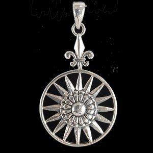 Sterling Silver Celtic Tradition in Fleur-de-lis Compass Pendant